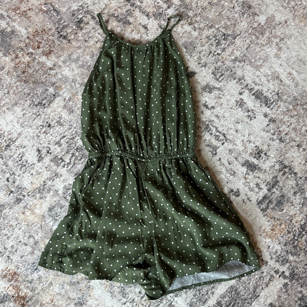 Old Navy Olive Green Romper with Dots